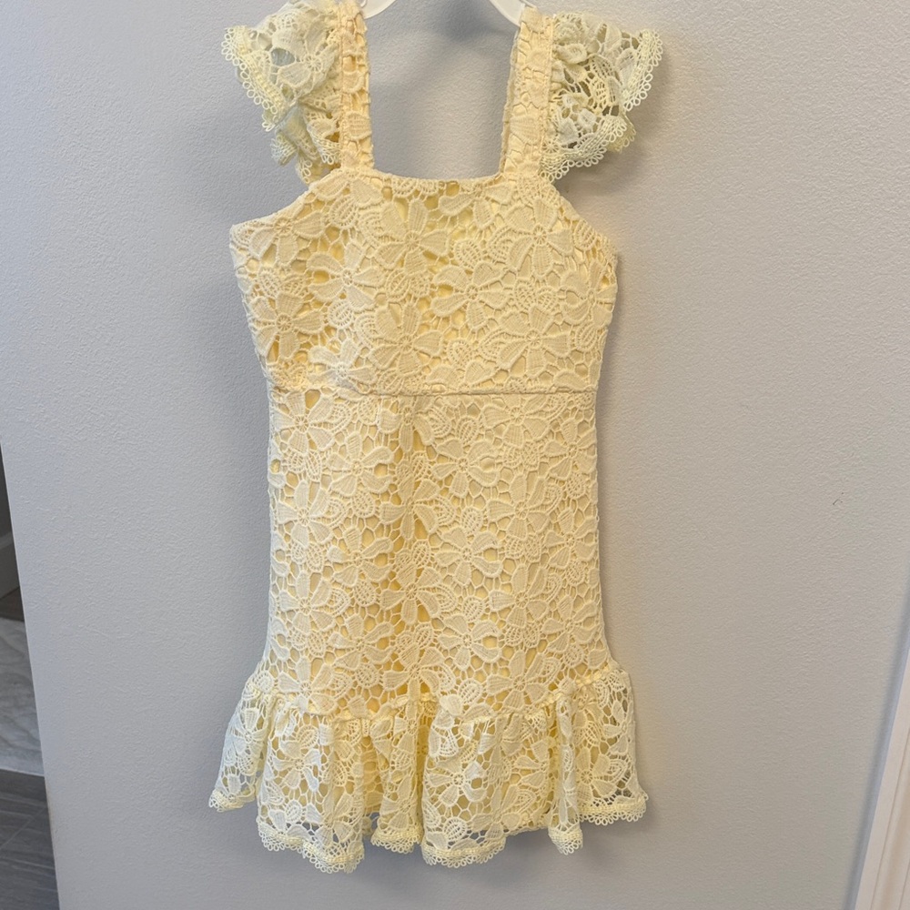 Rare Editions Yellow Lace Formal Kids Dress